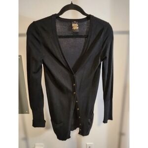 Metropolis Company Black Button Down V Neck Long Sleeve Cardigan